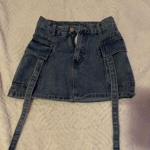 Denim Mini Skirt with Pockets